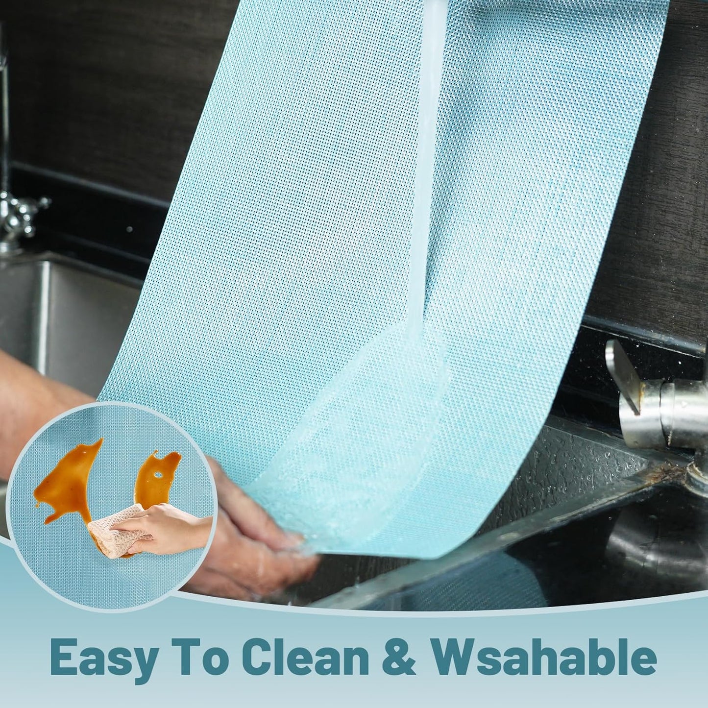 Placemats Set of 6，Non-Slip PVC Weave Table Mats Easy to Clean，Heat Resistant Place Mats for Kitchen Dining Table Decoration Indoor Outdoor，Blue