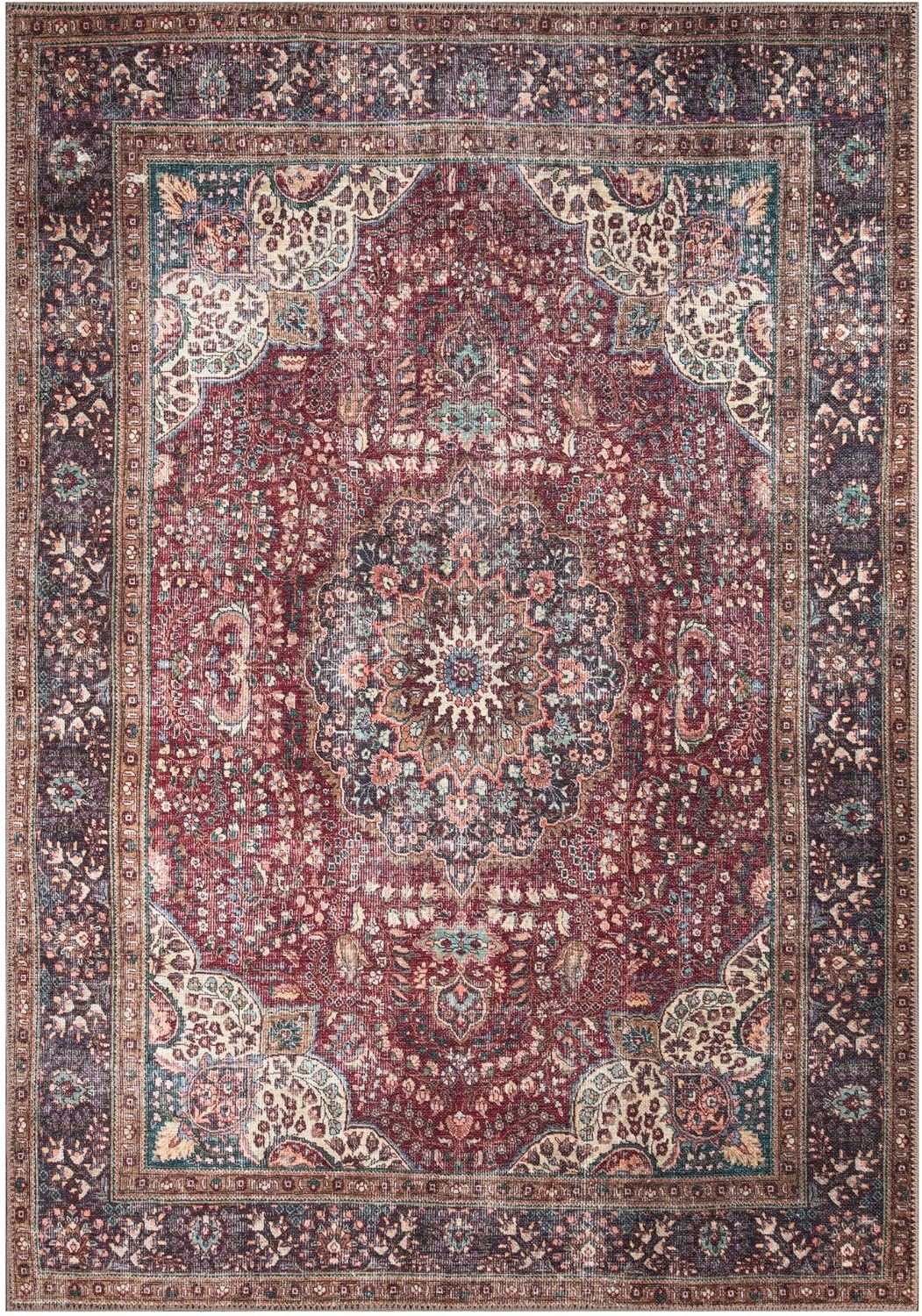 Keen Home Design 3x5 Rug - Machine Washable Entry Rug with Non-Slip Backing, Ideal for Enteryway, Kitchen, Bathroom, Laundry Room - Vintage, Easy Clean, Durable, Low Pile Rug - (3' x 5')
