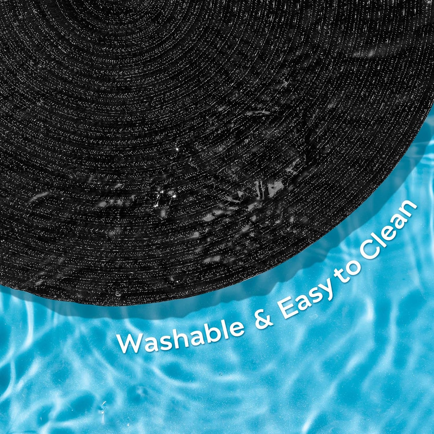 Leetaltree Round Placemats Heat and Slip Resistant Cotton Table Mats, Washable Bohemian Placemats for Dining Tables (Black, Set of 12)