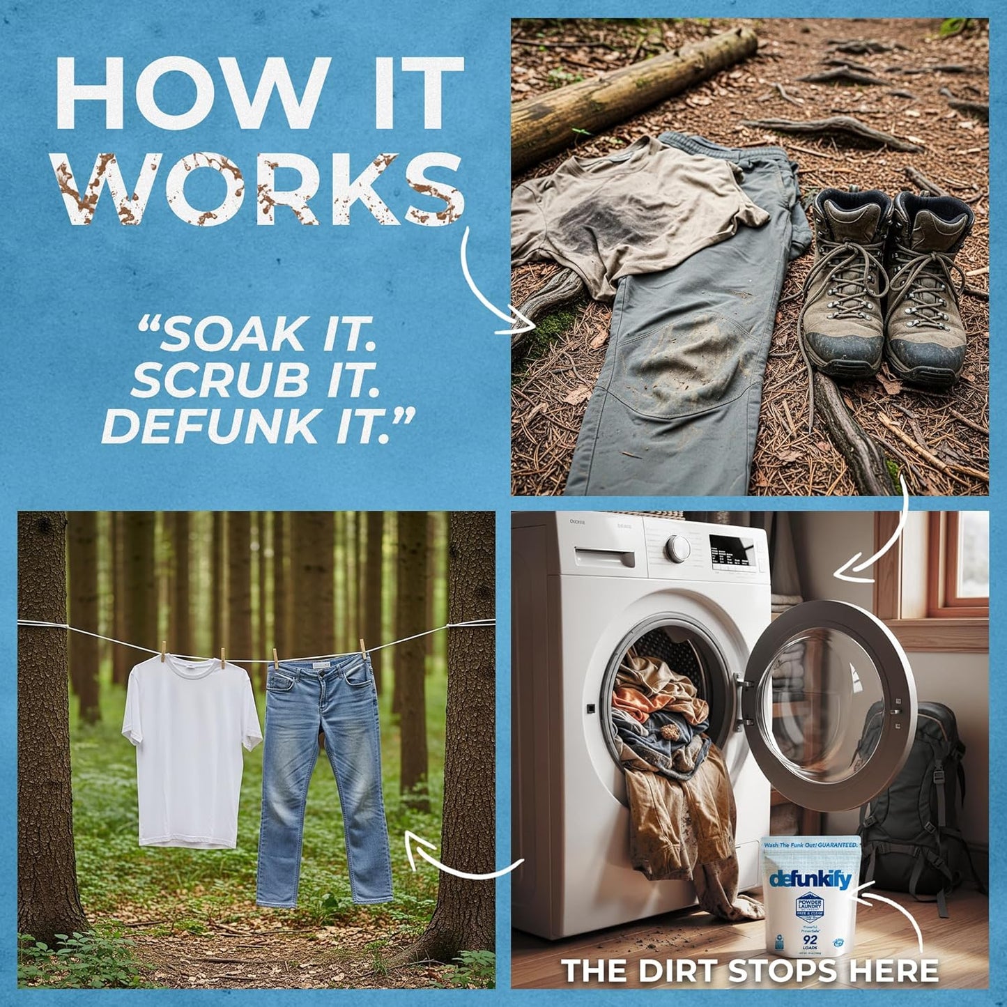 Laundry Detergent Powder, 92 Load/55oz. 'Free & Clear' Powder Laundry Detergent for Sensitive Skin. ProvenSafe™ Laundry Stripper Washing Detergent w/Odor & Stain Remover for Activewear & All Fabrics