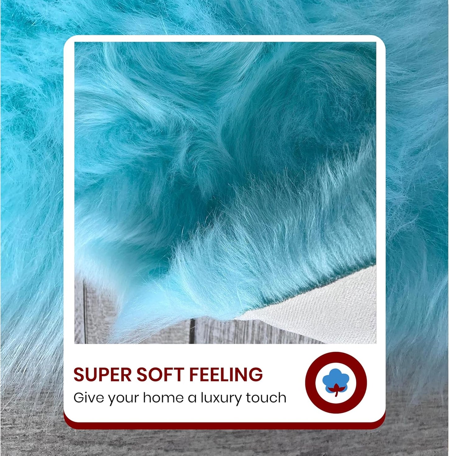 LAMBZY Faux Sheepskin Super Soft Hypoallergenic Free Shape Silky Shag Rug, Luxury Shaggy Plush Carpet for Bedrooms Living Kids Room Sofa Rugs (Blue, Single 2'x3')