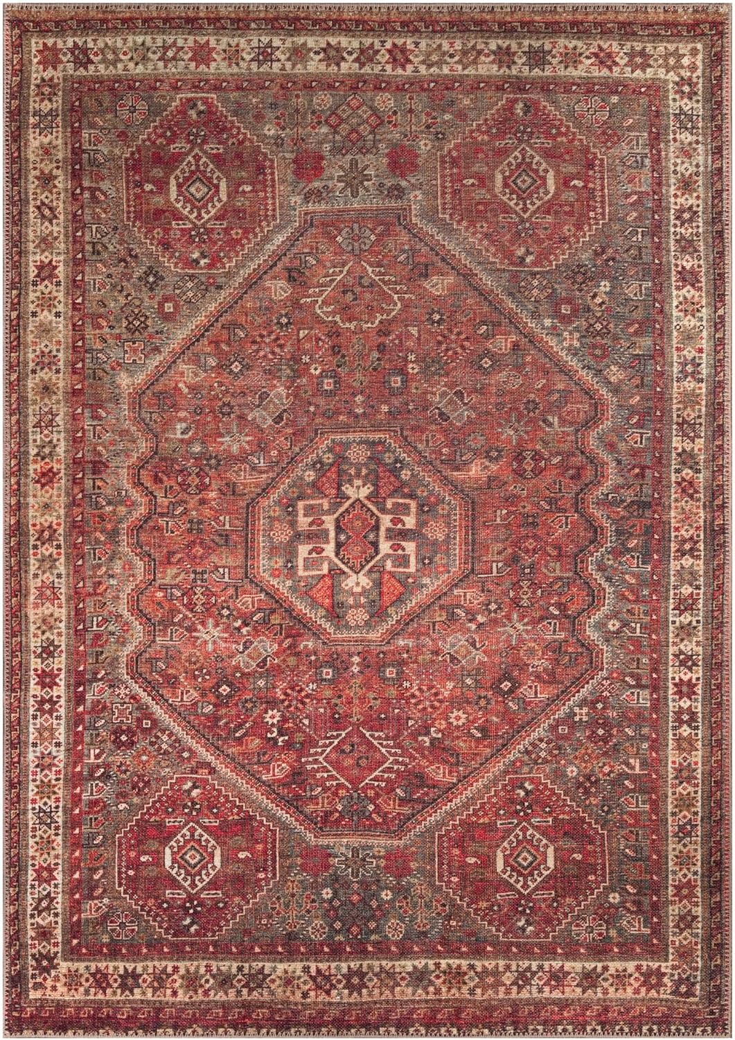 Keen Home Design 6x9 Rug - Machine Washable Area Rug with Non-Slip Backing, Ideal for Living Room, Dining Room, Bedroom - Vintage, Easy Clean, Durable, Low Pile Rug - (6' x 9')