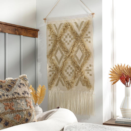 Mark&Day Wall Hanging, Windigsteig Coastal Farmhouse Khaki Tapestry Wall Hanging for Living Room, Bedroom, Office or Kitchen (48"H x 24"W)