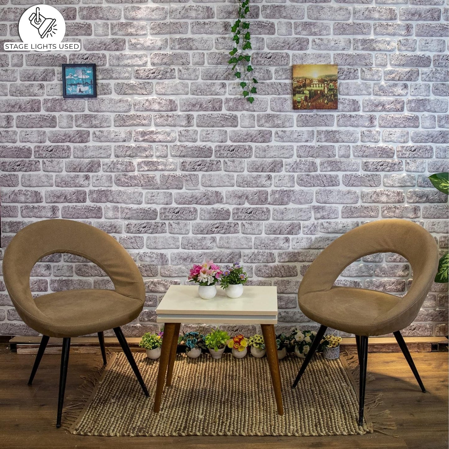 Dundee Deco 3D Wall Panels Faux Brick - Cladding White Grey Stone Look Wall Paneling, Styrofoam, Sample, Size 10 x 10 in.