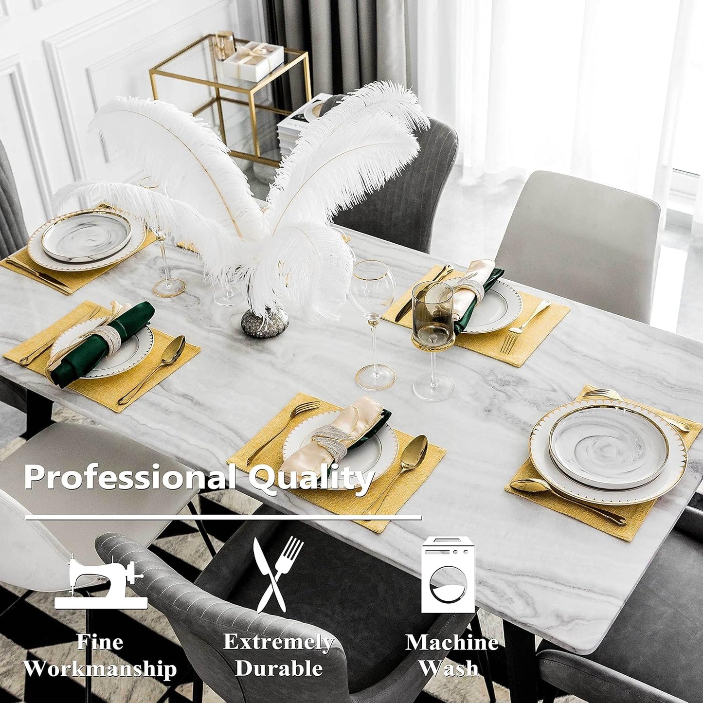 Home Brilliant Cloth Placemats Set of 8 Linen Placemat Washable Heat Resistant Dining Table Place Mats for Kitchen Table Holiday Dinner Summer Fall Decoration, Yellow