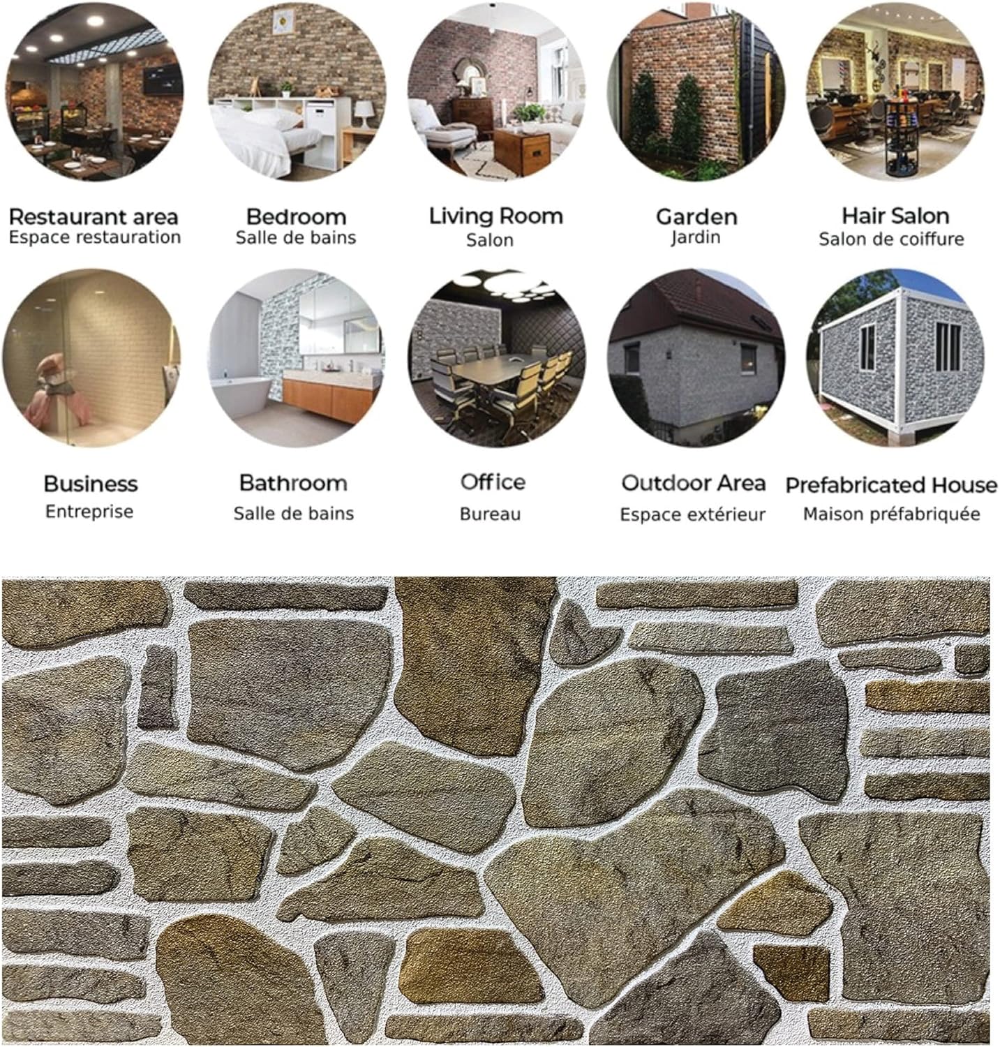 Dundee Deco 3D Wall Panels - Cladding, Grey Caramel White Stone Look Wall Paneling, Styrofoam Facing for Interior and Exterior Applications, DIY, Set of 5, Covers 27 sq ft