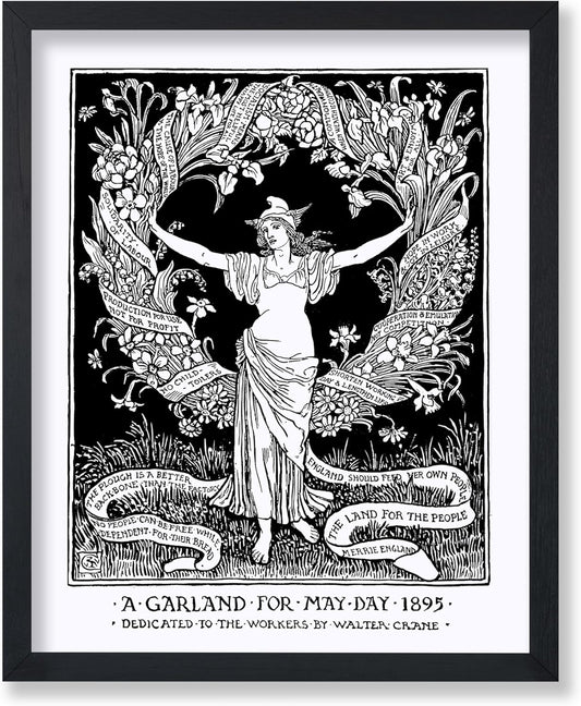Poster Master Vintage Walter Crane Poster - Retro A Garland for May Day Print - Socialist Art - Gift for Him, Her, Men, Women - Wall Decor for Home, Office, Living Room, 18x24 Unframed Wall Art