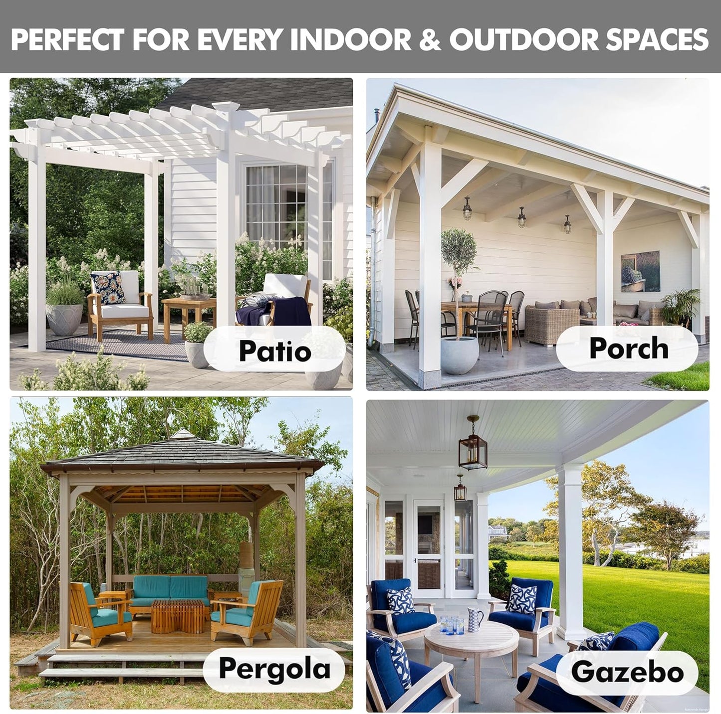 HolidayIdeas 4 Panels Linen Outdoor Curtains for Patio Waterproof-Teal Outside Curtains 54"x 84"-Indoor/Outdoor Curtains Weatherproof, Privacy for Pergola, Porch, Gazebo, Living Room, Backyard
