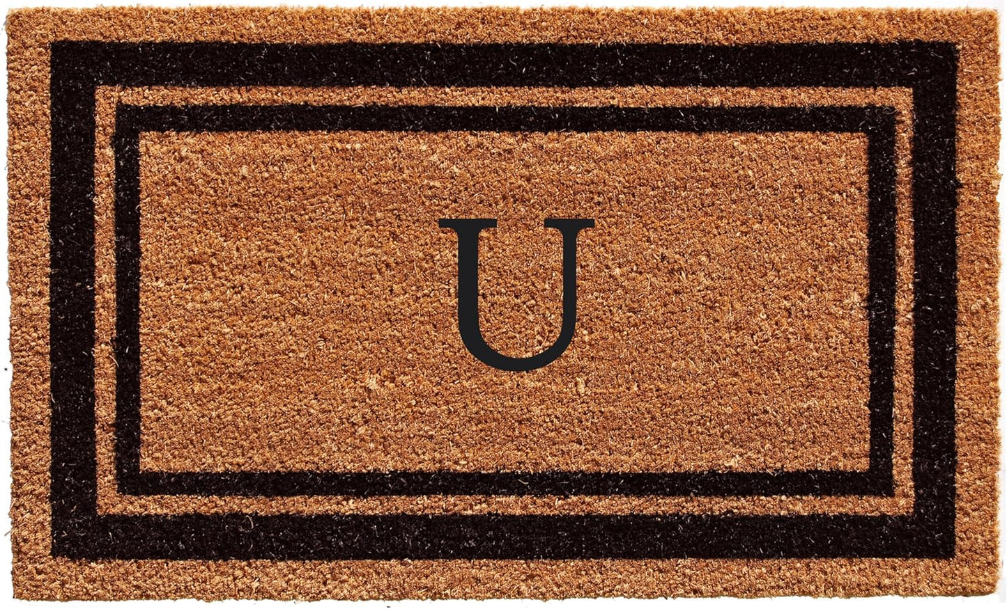 Calloway Mills 152963672U Black Border 36" x 72" Monogram Doormat Letter (U)