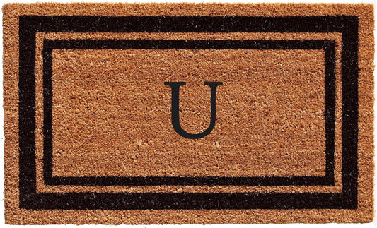 Calloway Mills 152963672U Black Border 36" x 72" Monogram Doormat Letter (U)