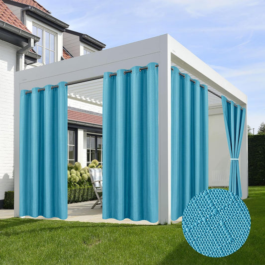 HolidayIdeas 4 Panels Flax Linen Outdoor Curtains for Patio Waterproof Curtains 54" Wide x 95" Long-Indoor/Outdoor Window Curtains Privacy for Pergola, Porch, Gazebo, Backyard, Living Room