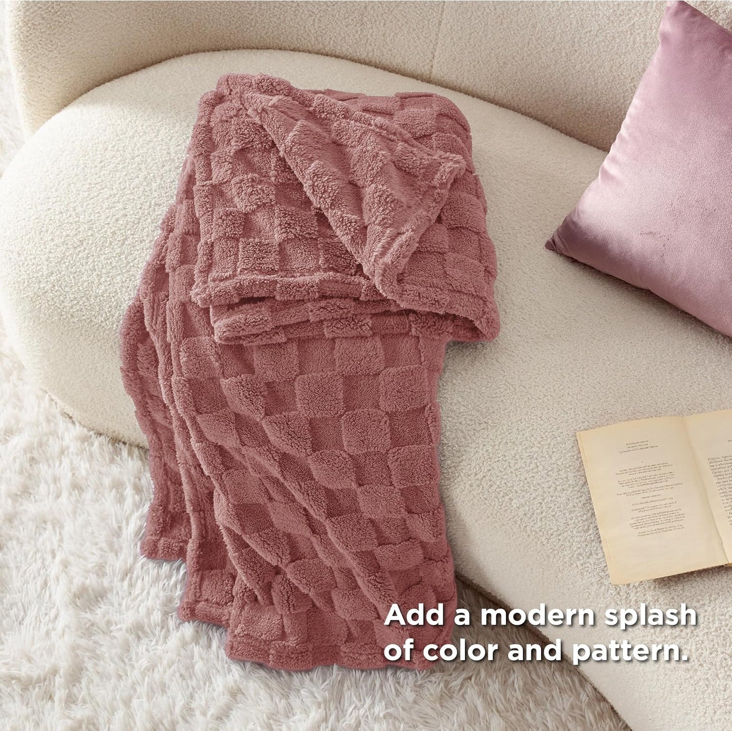 Bedsure GentleSoft Dusty Pink Throw Blanket for Couch - Super Soft Cozy Blankets Gifts for Women Men Girls, Cute Small Fleece Throws for Bedroom Home Decor, 50x70 Inches
