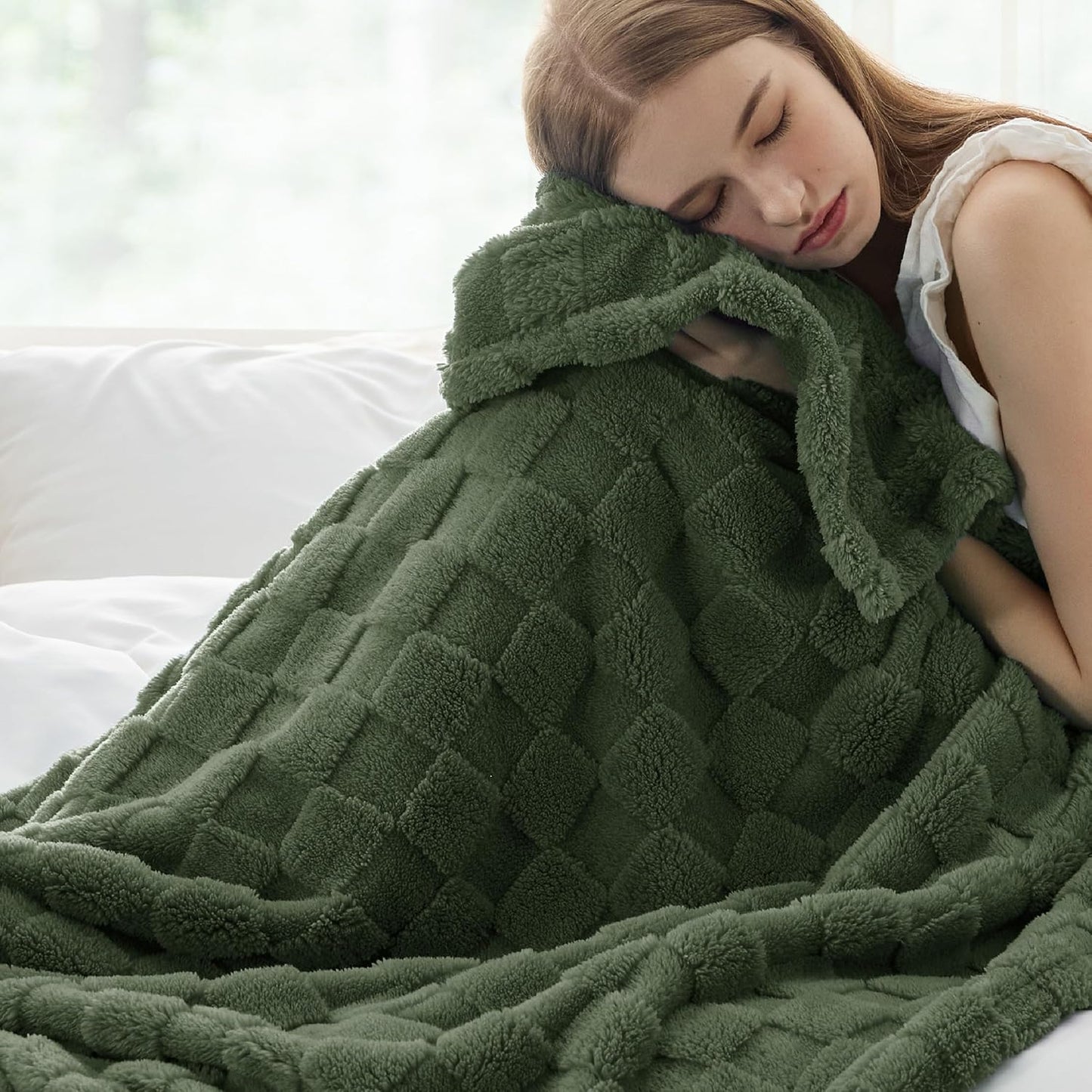 Bedsure GentleSoft Dark Green Throw Blanket for Couch - Super Soft Cozy Blankets Gifts for Women Men Girls, Cute Small Fleece Throws for Bedroom Home Decor, 50x70 Inches