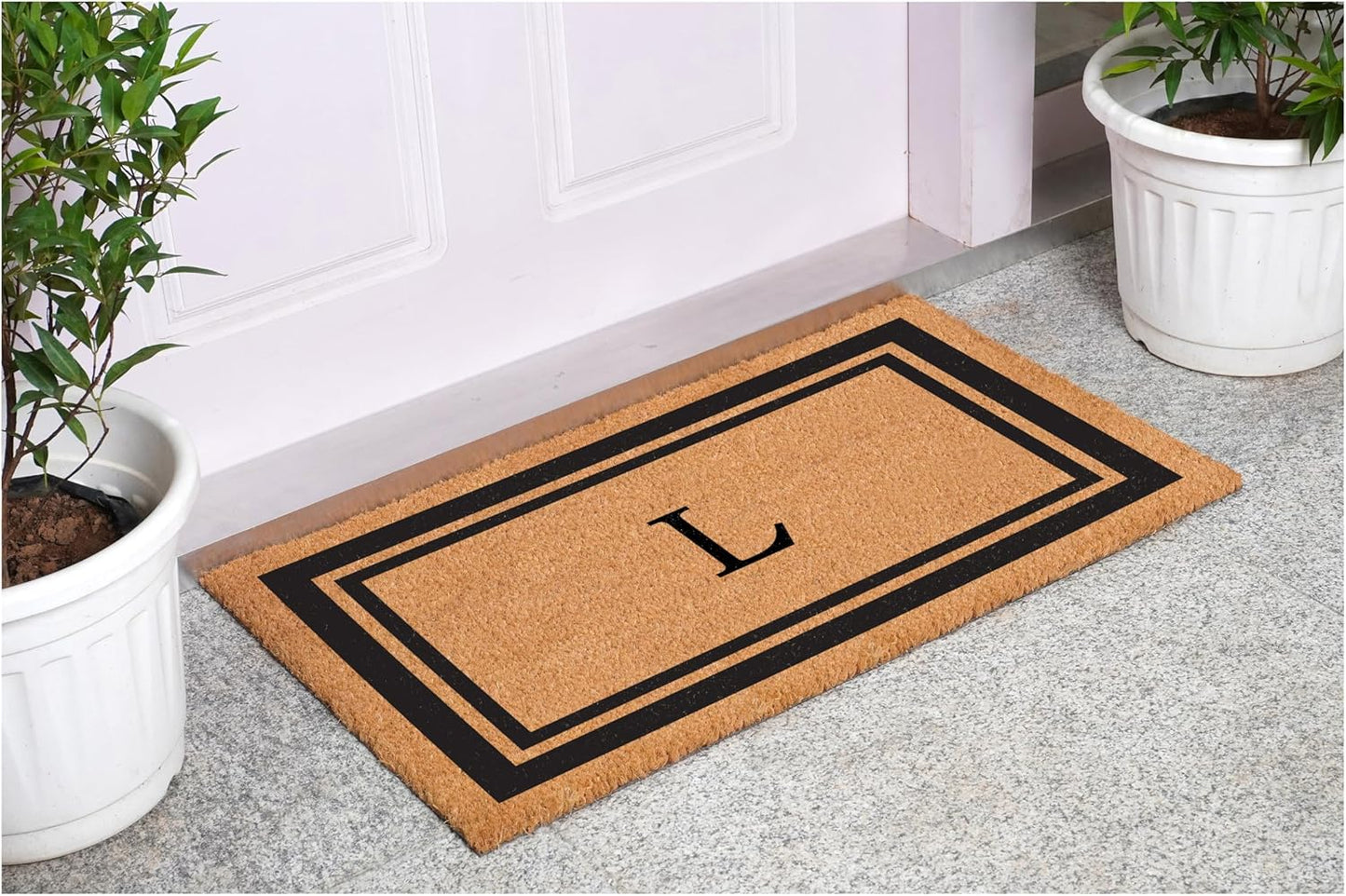 Calloway Mills 152963048L Black Border 30" x 48" Monogram Doormat Letter (L)