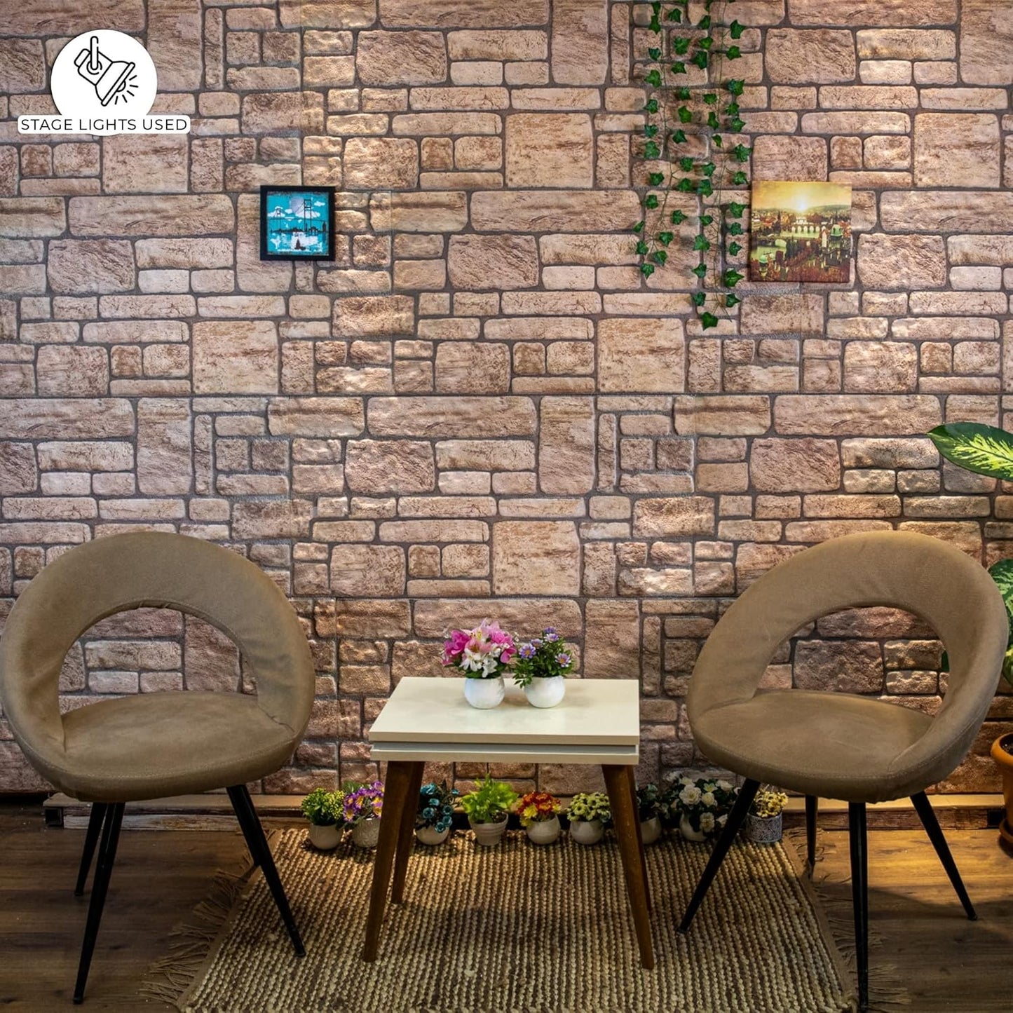 Dundee Deco 3D Wall Panels Faux Brick - Cladding Beige Stone Look Wall Paneling, Styrofoam, Sample, Size 10 x 10 in.