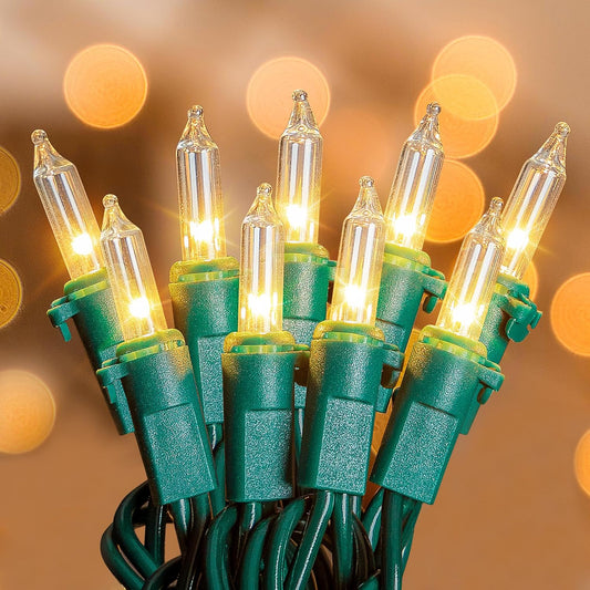 White Christmas Lights,100 Count Clear Mini Lights Incandescent Christmas Tree String Lights, Connectable for Christmas Decoration,Garland,Home,Patio, Wedding,Party,Festival (23 Feet)