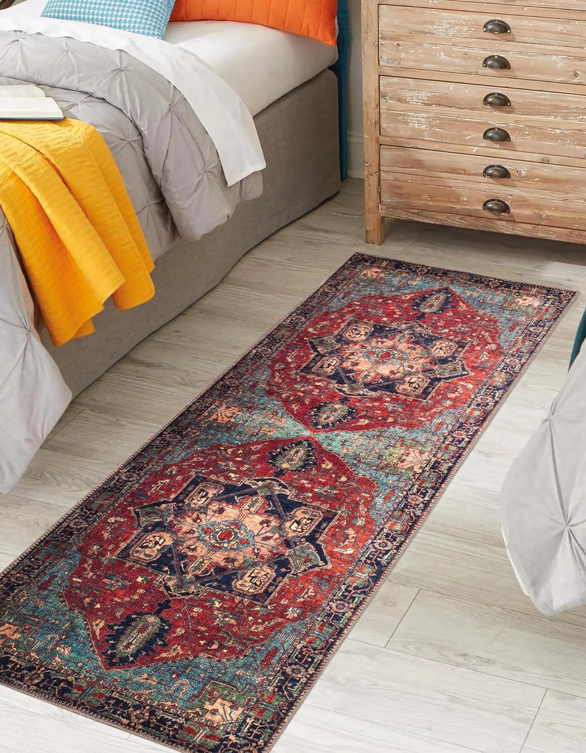 Keen Home Design 2x7 Rug - Machine Washable Runner Rug with Non-Slip Backing, Ideal for Hallway, Entryway, Kitchen, Laundry Room - Vintage, Easy Clean, Durable, Low Pile Rug - (2'6" x 7')
