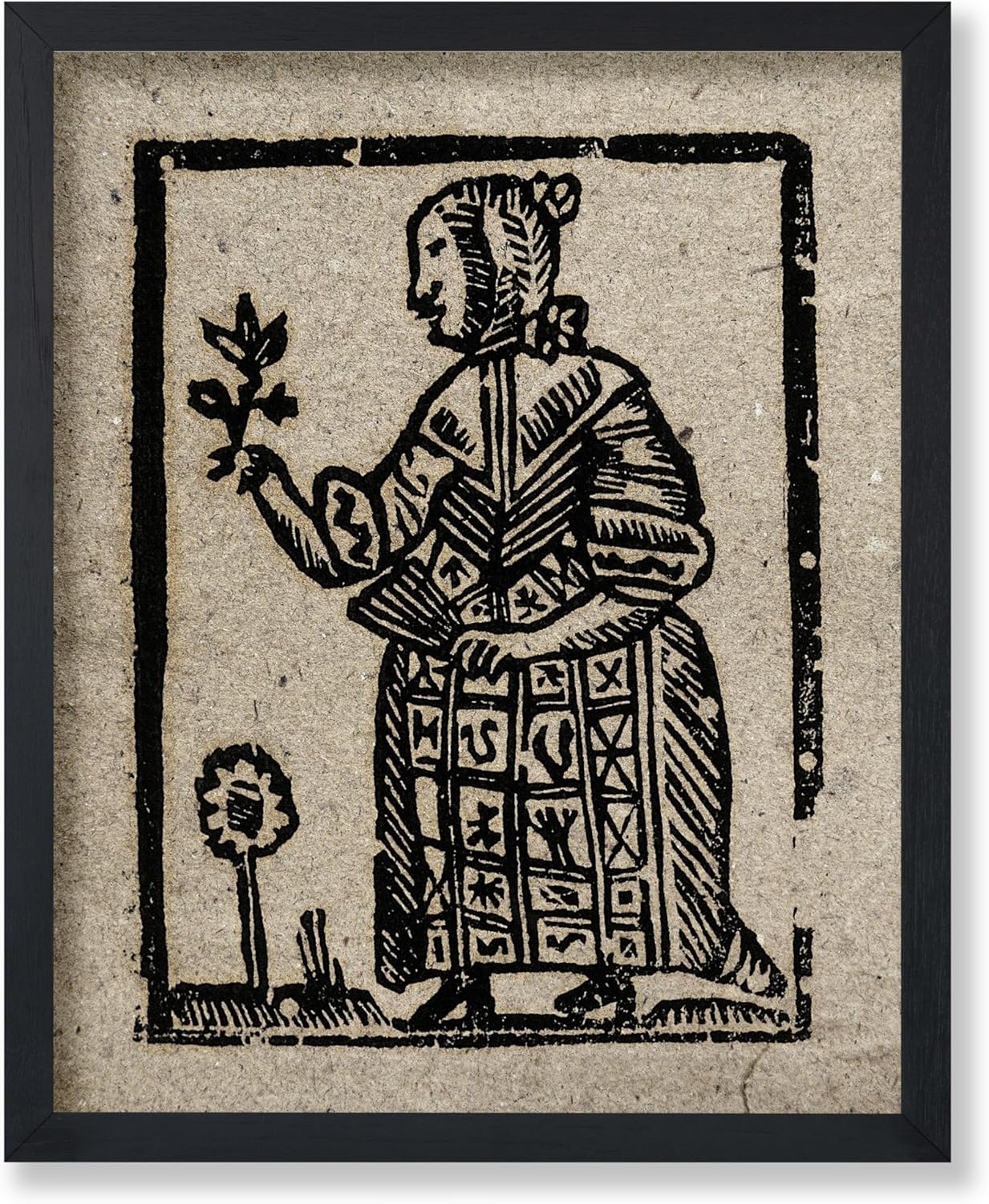 Poster Master Vintage Woodcut Poster - Retro Medieval Print - Gift for Gothic, Horror Fan - Witch Holding a Plant, Magic, Spell, Herbalist - Wall Decor for Bedroom, Dorm, 18x24 Unframed Wall Art