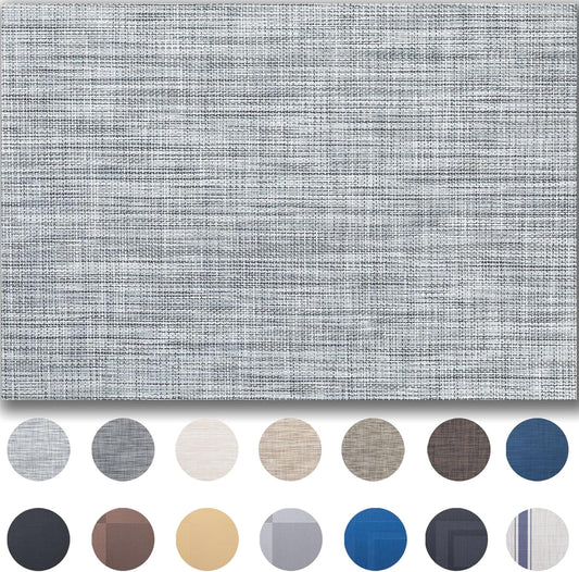 Placemats Set of 4 - Easy Clean Woven Vinyl Placemats for Dining Table, Indoor/Outdoor Place Mats, Washable PVC Table Mats（Gray）