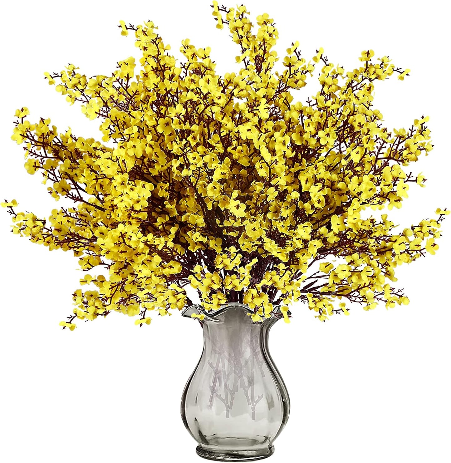 Sggvecsy 15 Pcs Babys Breath Artificial Flowers Gypsophila Bouquets Bulk Real Touch Fake Silk Flowers for Home Wedding DIY Floral Arrangement Kitchen Table Centerpiece Festival Decoration (Yellow)