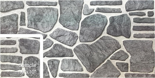 Dundee Deco 3D Wall Panels - Cladding Bluish Grey White Stone Look Wall Paneling, Styrofoam Facing for Interior and Exterior Applications, DIY, Sample, Size 10 x 10 in.