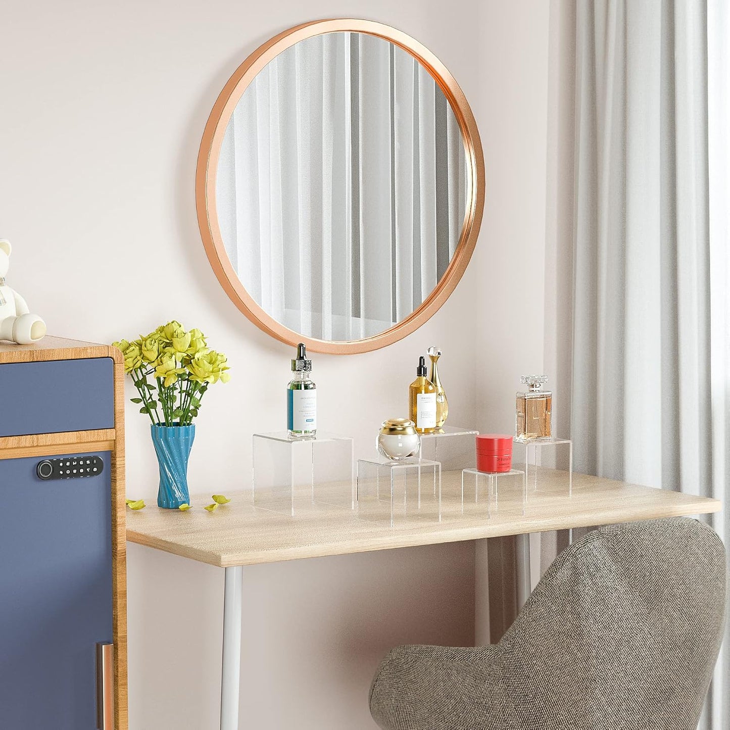 Clear Acrylic Risers 3 pcs, Square Acrylic Food Display Stands Tabletop, Display Shelf for Vendors, Collectibles, Funko Pop, Food, Glasses, Perfume, Small Plants - 5''x6''x7''