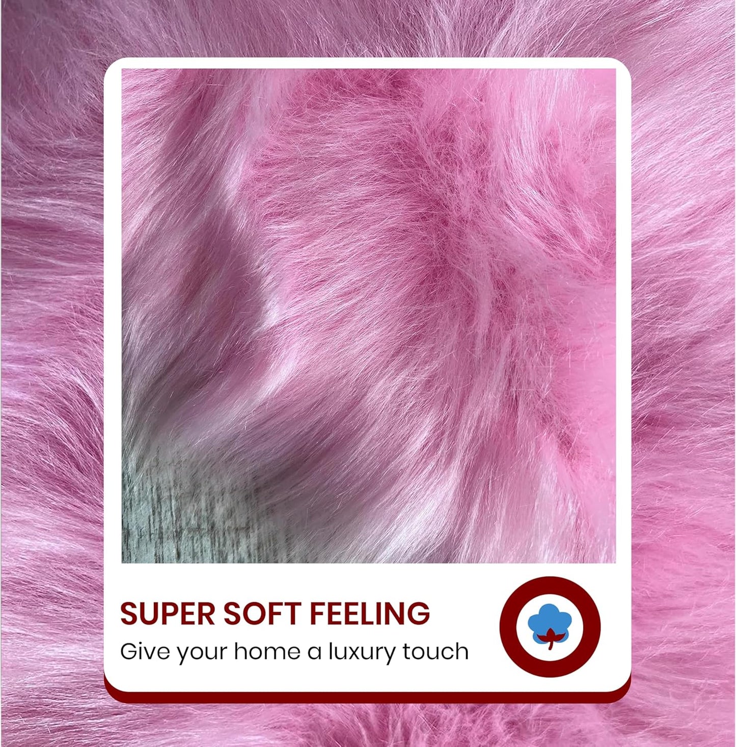 LAMBZY Faux Sheepskin Super Soft Hypoallergenic Free Shape Silky Shag Rug, Luxury Shaggy Plush Carpet for Bedrooms Living Kids Room Sofa Rugs (Pink, Decto 10 Pelts 6'x10')