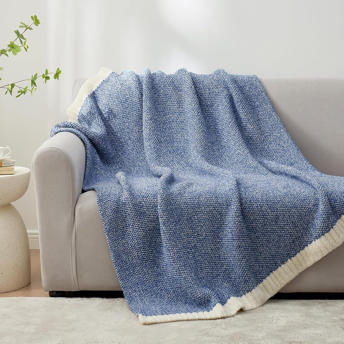 Snuggle Sac Blue Throw XL Blanket 50x70,Super Soft Warm Blankets Oversized Throw Knit Blankets Fuzzy Plush Blanket, Royal Blue, 50x70 inches