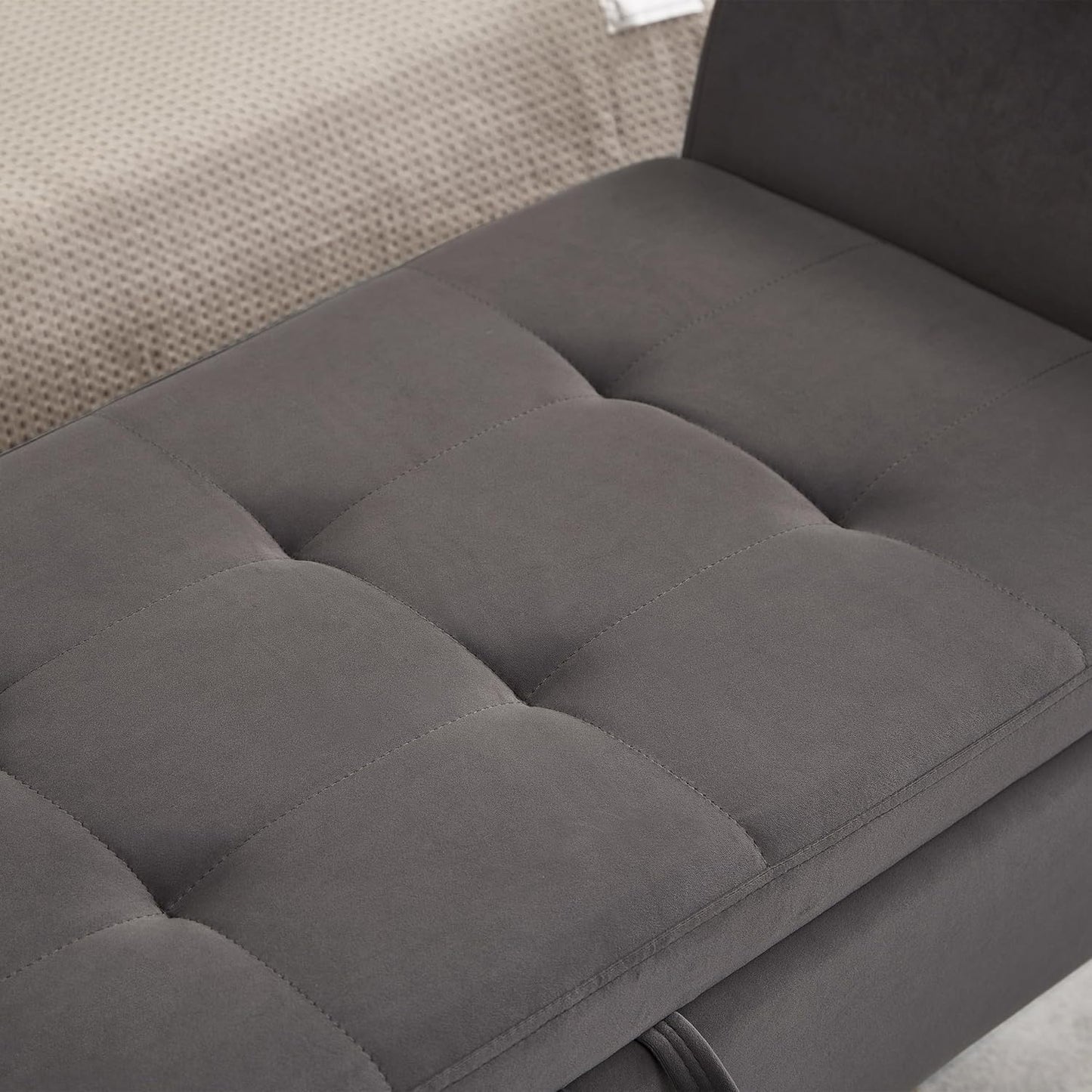 Furniliving 51” Bedroom Bench, End of Bed Bench with Button-Tufted Large Upholstered Storage Bench Ottoman Velvet Window Bench with Storage Shoe Cabinet Bench, for Bedroom, Entryway, Closet, Grey
