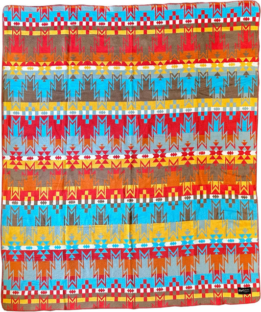 Beacon Blankets Southwestern Wigwam Native American Design Throw - 90" x 90" Blanket Only - Premium Plush Blanket Can be Used for Queen or King Size Bed