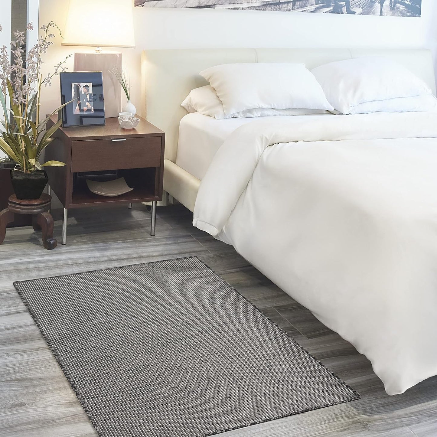 Nourison Positano Indoor/Outdoor Charcoal 3' x 5' Area Rug, Easy Cleaning, Non Shedding, Bed Room, Living Room, Dining Room, Backyard, Deck, Patio (3x5)