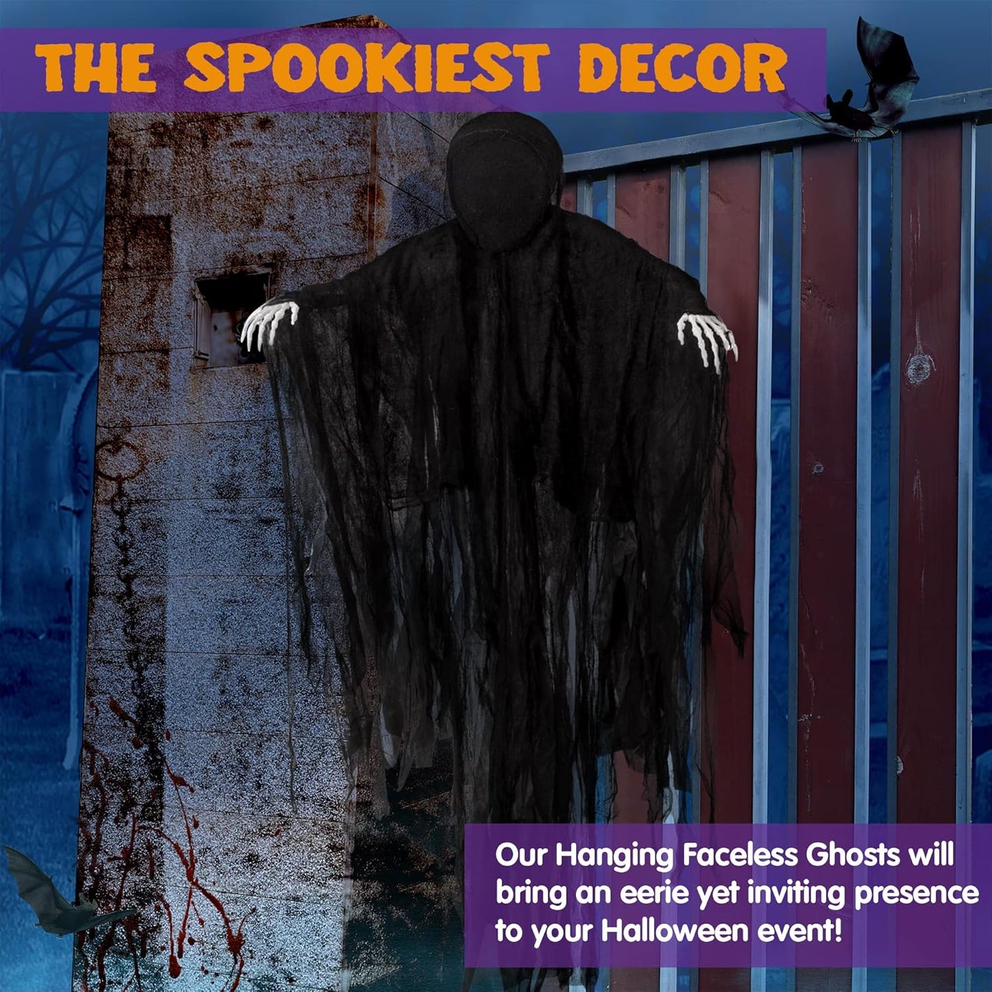 JOYIN 63” Halloween Decorations Outdoor Grim Reaper,Dark Faceless Hanging Ghost Decor in Black Horror Robe for Halloween Yard Tree Graveyard Hanging Decorations Haunted House Outside Decor