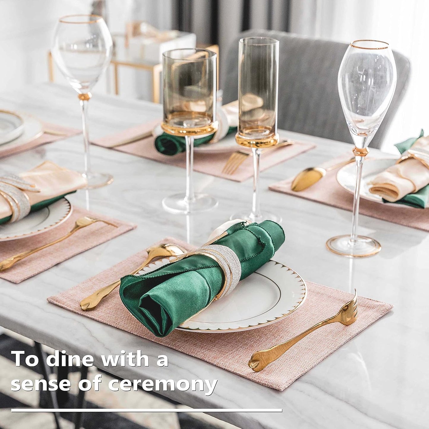 Home Brilliant Placemats Set of 8 Heat Resistant Dining Table Place Mats for Kitchen Table Party Dinner Decorations, 13 x 19 inches, Apricot Pink
