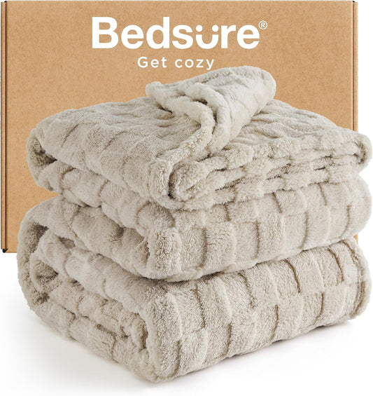 Bedsure GentleSoft California King Blanket for Bed - Super Soft Cozy Blankets for Women Men Girls, Large Fuzzy Fleece Throw for Bedroom Decor, Light Brown, 102x96 Inches