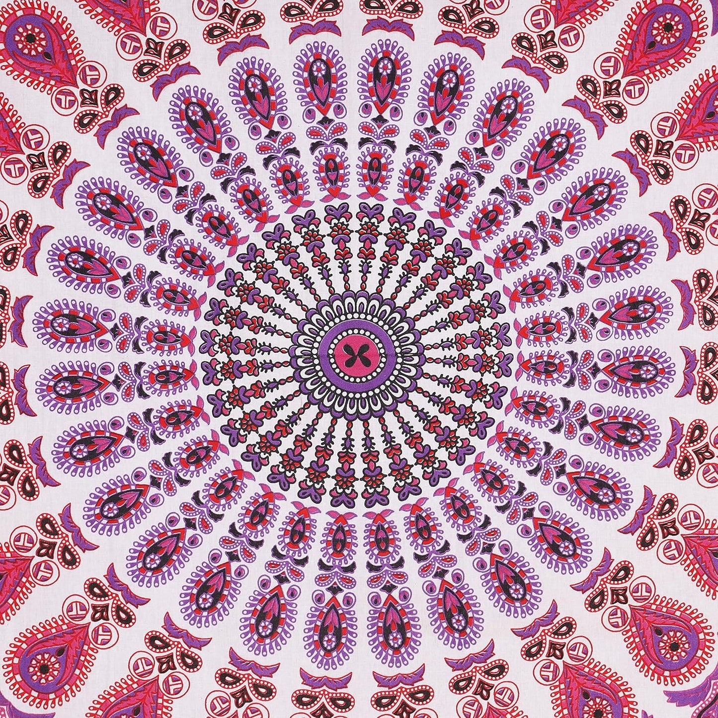 Bless International Handmade Indian hippie Bohemian Psychedelic Peacock Mandala Wall hanging College Dorm Beach Throws Table Cloth Bedding Tapestry (Pink Blue, Twin(54x72Inches)(140x185cms))