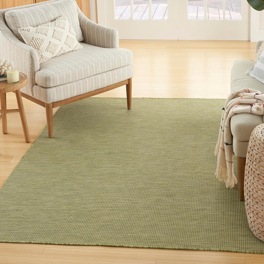 Nourison Home Positano Indoor/Outdoor Green 5' x 7' Area Rug, Easy Cleaning, Non Shedding, Bed Room, Living Room, Dining Room, Backyard, Deck, Patio (5x7)