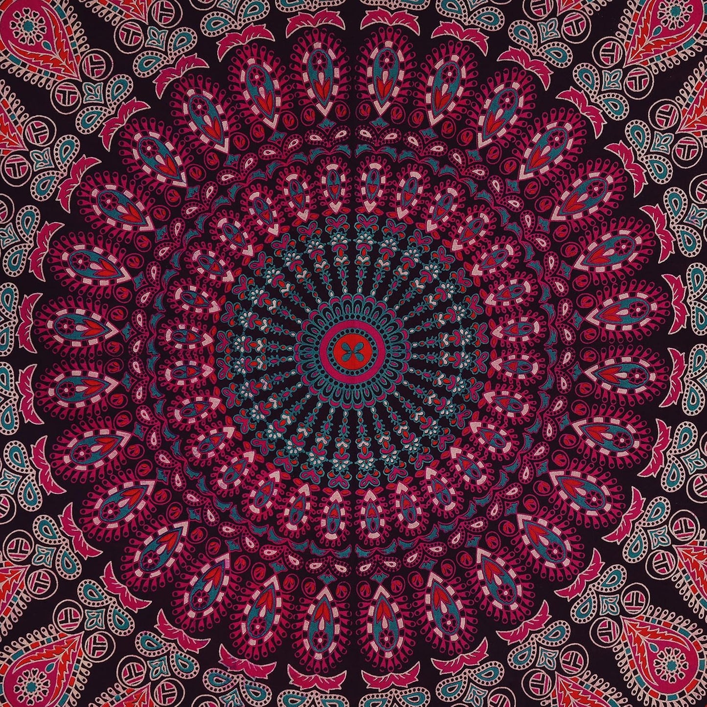 Bless International Handmade Indian hippie Bohemian Psychedelic Peacock Mandala Wall hanging College Dorm Beach Throws Table Cloth Bedding Tapestry (Purple Pink, Poster(30x40Inches)(76x101cms))