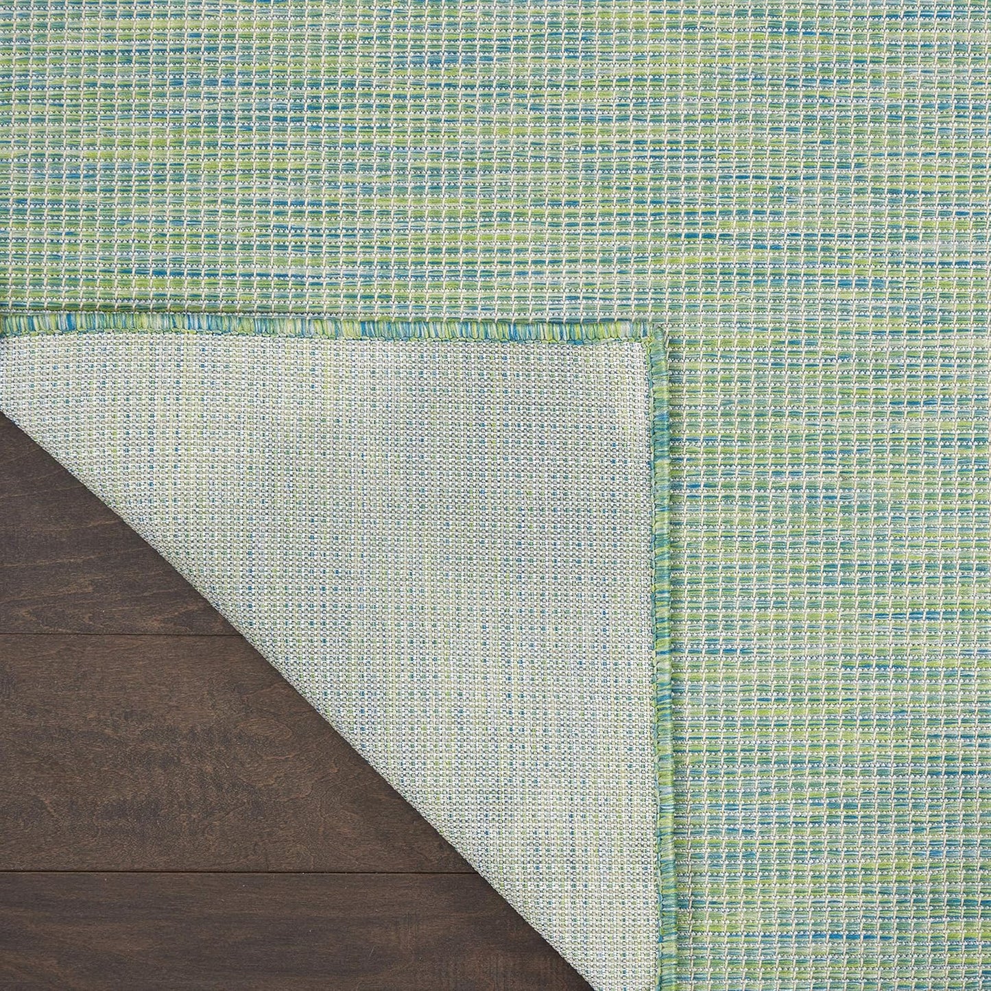 Nourison Positano Indoor/Outdoor Blue/Green 8' x Round Area Rug, Easy Cleaning, Non Shedding, Bed Room, Living Room, Dining Room, Backyard, Deck, Patio (8 Round)