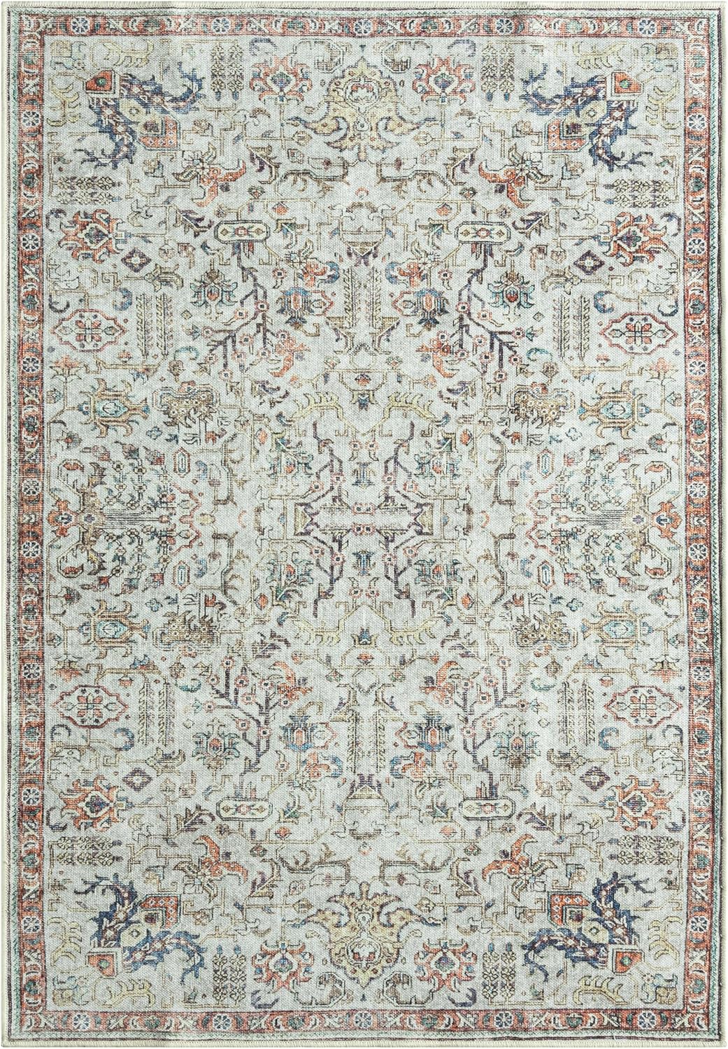 Keen Home Design 9x12 Rug - Machine Washable Area Rug with Non-Slip Backing, Ideal for Living Room, Dining Room, Bedroom - Vintage, Easy Clean, Durable, Low Pile Rug - (9' x 12')