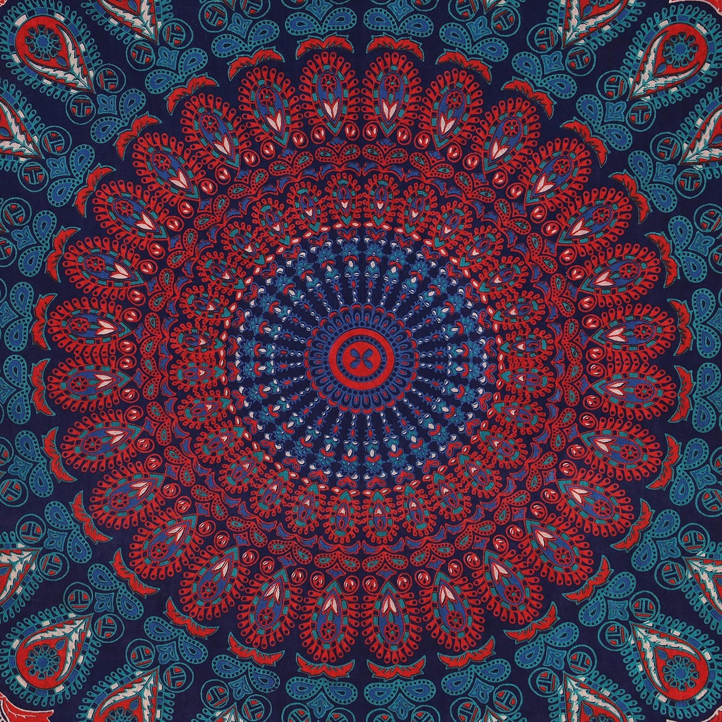 Bless International Handmade Indian hippie Bohemian Psychedelic Peacock Mandala Wall hanging College Dorm Beach Throws Table Cloth Bedding Tapestry (Midnight Blue, Medium(54x60Inches)(137x152cms))