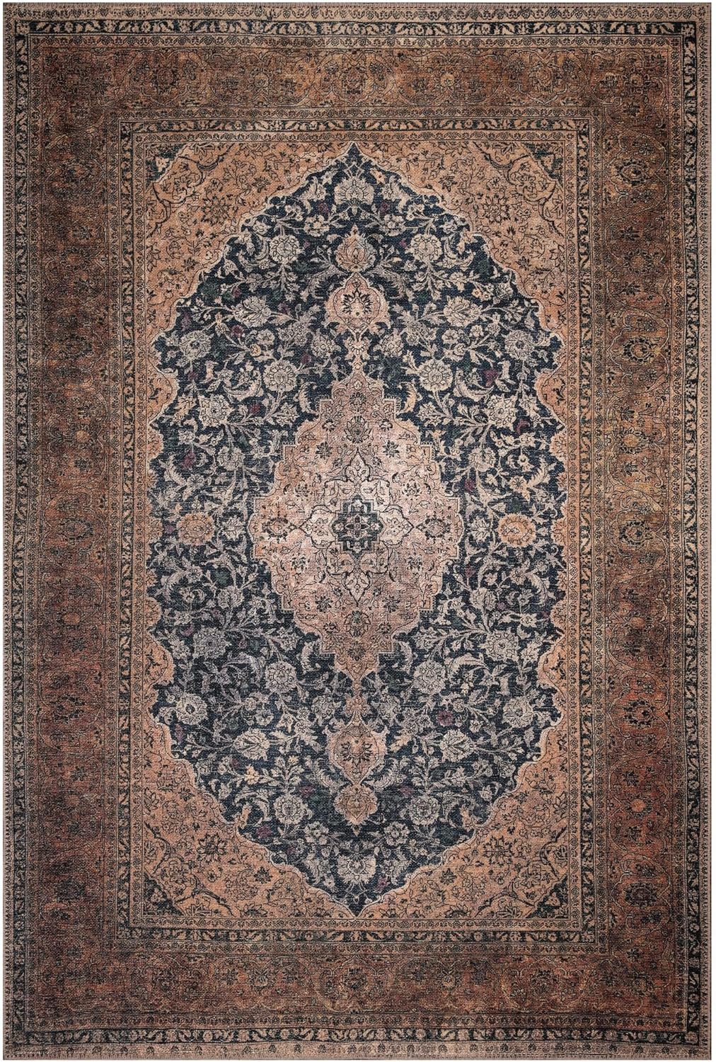 Keen Home Design 6x9 Rug - Machine Washable Area Rug with Non-Slip Backing, Ideal for Living Room, Dining Room, Bedroom - Vintage, Easy Clean, Durable, Low Pile Rug - (6' x 9')
