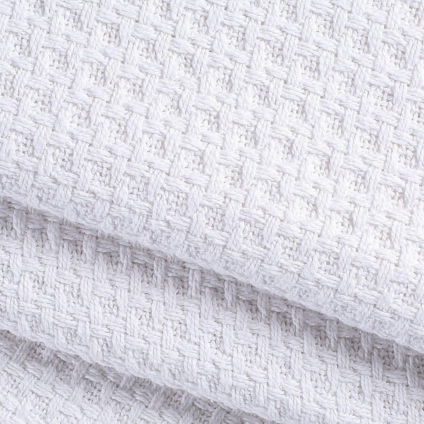 BELIZZI HOME 100% Cotton Bed Blanket, Breathable Bed Blanket King Size, Cotton Thermal Blankets King, Perfect for Layering Any Bed for All Season, White