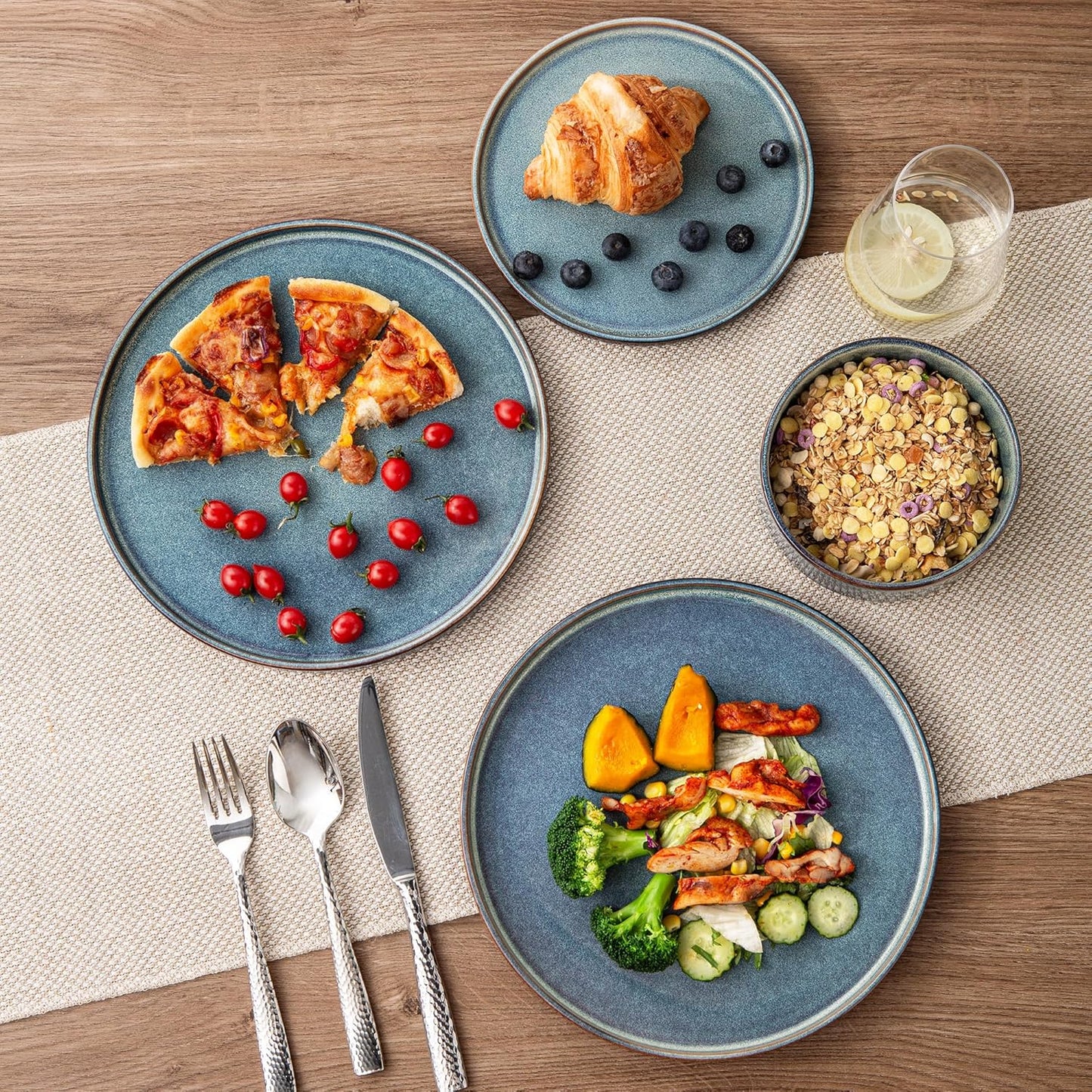 AmorArc Ceramic Dinnerware Sets, Handmade Reactive Glaze Stoneware Plates and Bowls Sets,Highly Chip and Crack Resistant | Dishwasher & Microwave Safe Dishes Set, Service for 4 (12pc)