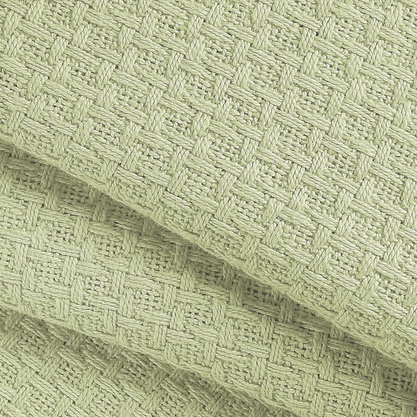 BELIZZI HOME 100% Cotton Bed Blanket, Breathable Bed Blanket Twin Size, Cotton Thermal Blankets Twin, Perfect for Layering Any Bed for All Season, Sage Green