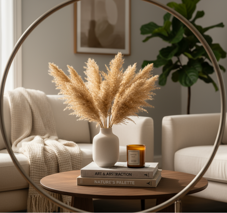 circle photo of home deco, make a real photo